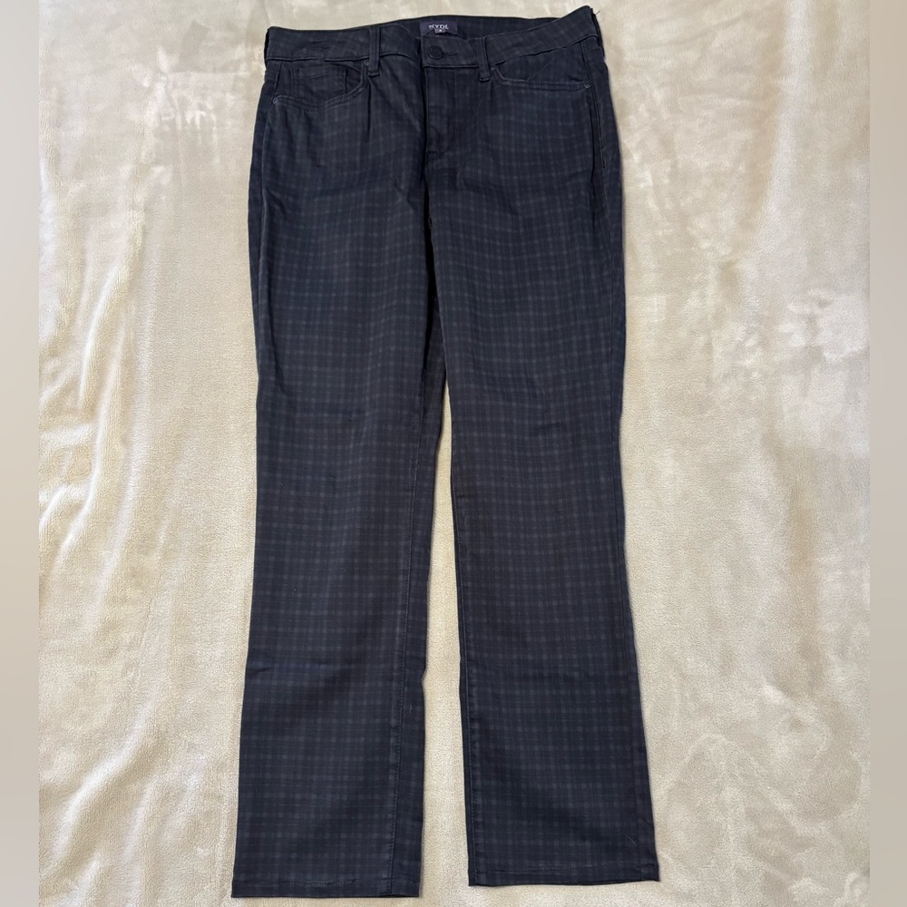 NYDJ Sheri Slim Plaid Black Pants